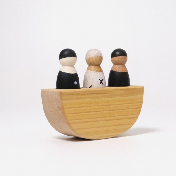 Three friends in a monochrome boat