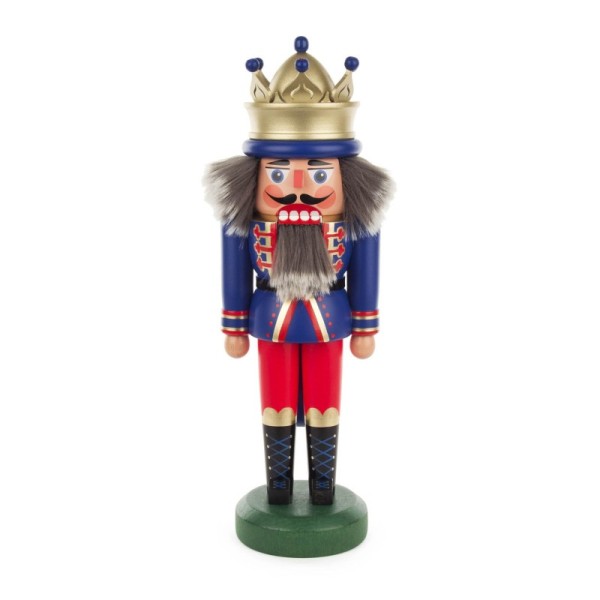 Nutcracker king with crown 30 cm blue/matt