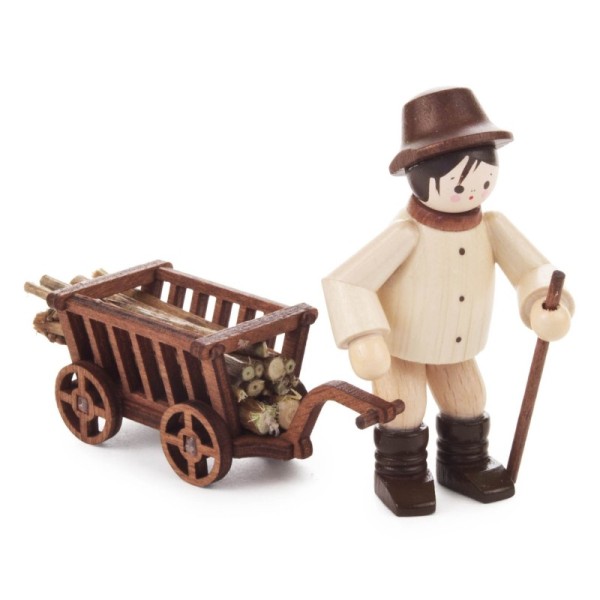 Forest worker with wagon nature