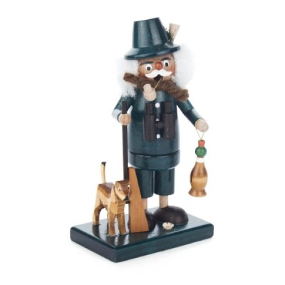 Mini smoking man hunter with dog