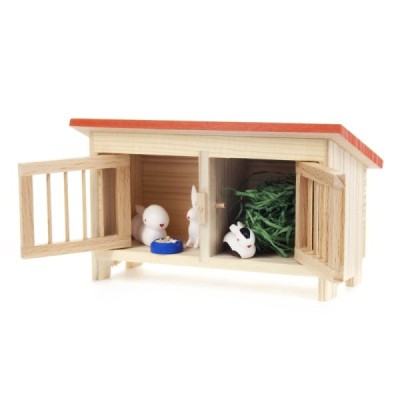 Small rabbit hutch with rabbits