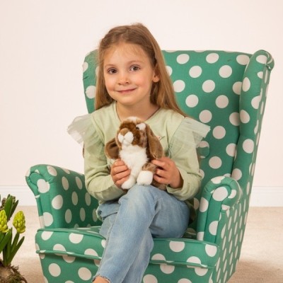 Bunny sitting dark brown/white pied 20 cm