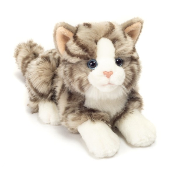 Cat lying gray 20 cm