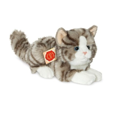 Cat lying gray 20 cm