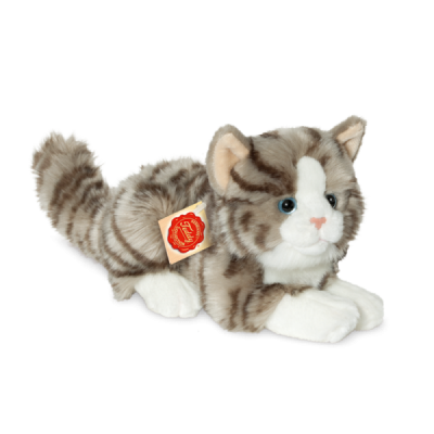 Gatto sdraiato grigio 20 cm