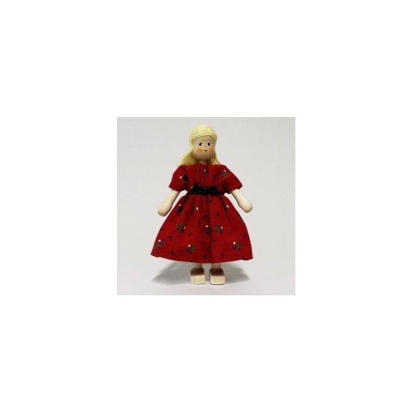 Mutter, Kleid rot, Haare blond