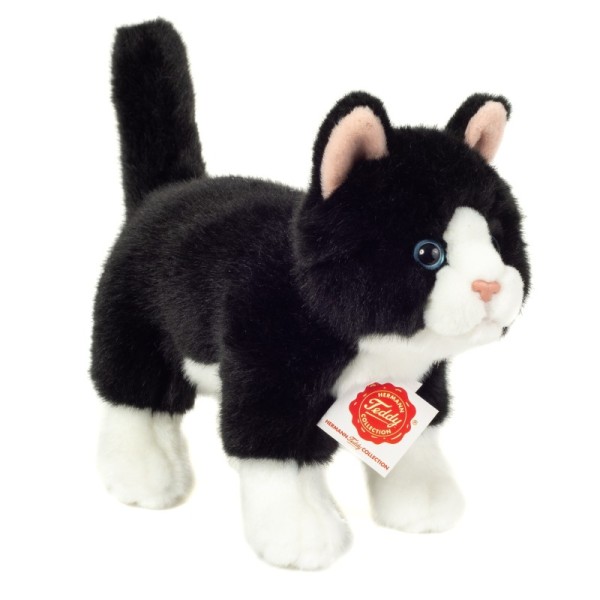 Cat standing black/white 20 cm