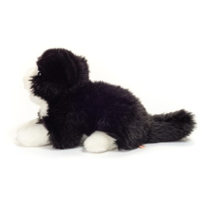 Cat lying black/white 20 cm