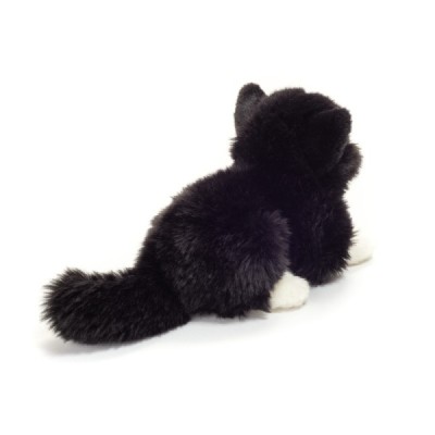 Cat lying black/white 20 cm