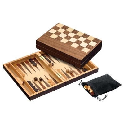 Schach Backgammon Dame Set, Feld 32 mm, Magnetverschluss