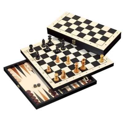 Chess backgammon checkers set, travel, field 30 mm