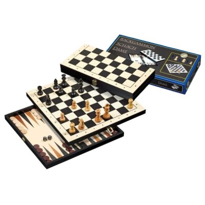 Chess backgammon checkers set, travel, field 30 mm