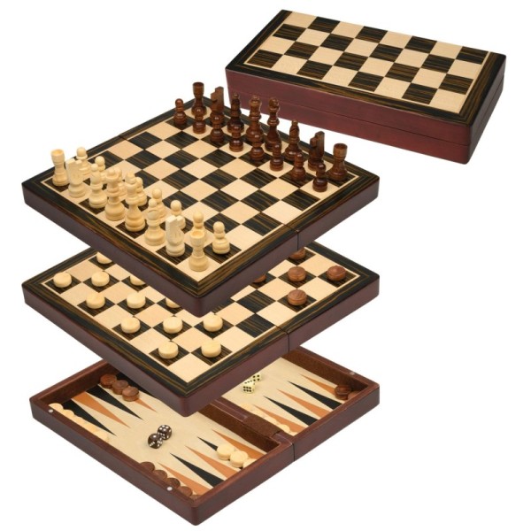 Chess backgammon checkers set, field 30 mm