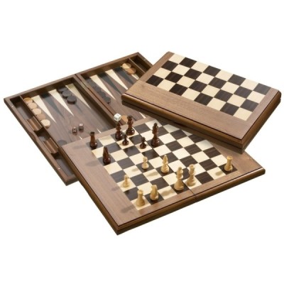 Schach Backgammon Dame Set, Feld 50 mm, Magnetverschluss