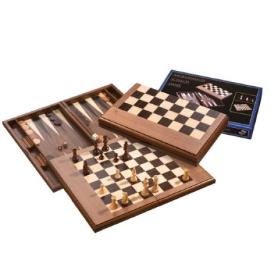 Schach Backgammon Dame Set, Feld 50 mm, Magnetverschluss