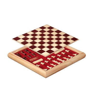 Chess checkers set, wooden box, 35 mm square