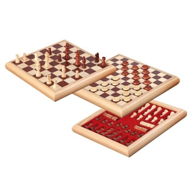 Chess checkers set, wooden box, 35 mm square