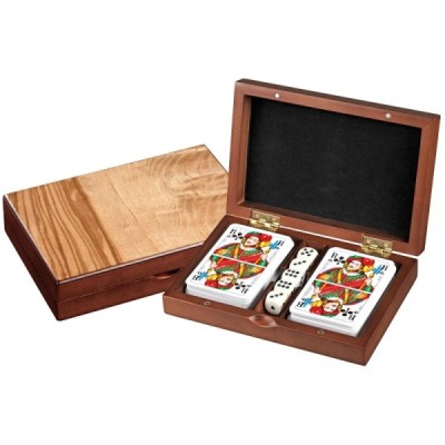 Rummy, with dice, in wooden box