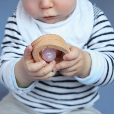 Rose quartz rattle